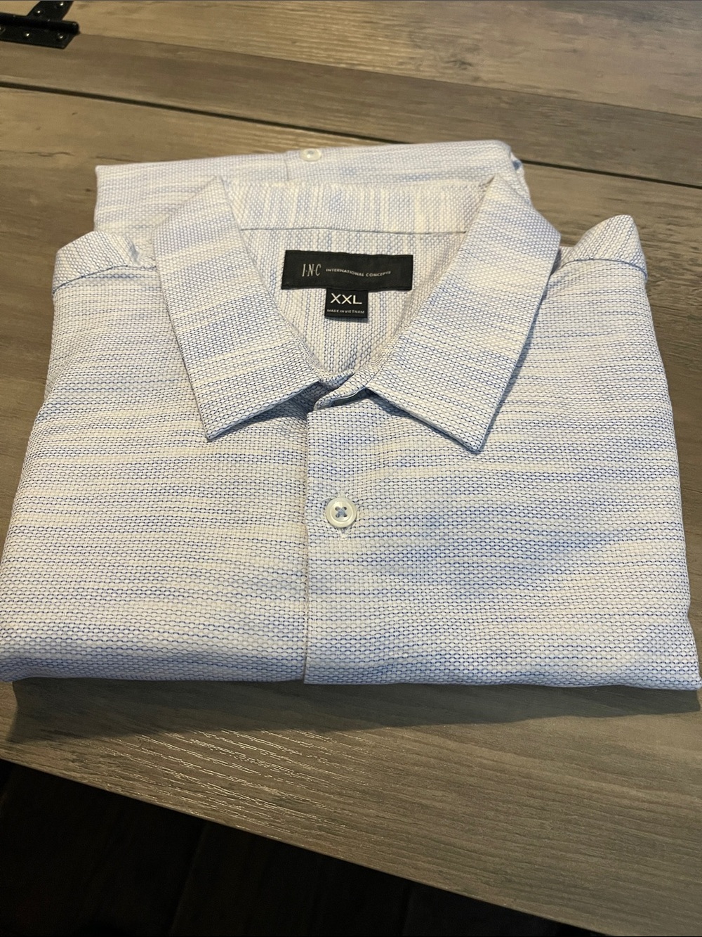 #A328 INC International Concepts Light Blue Textured Button-Down Shirt - XXL